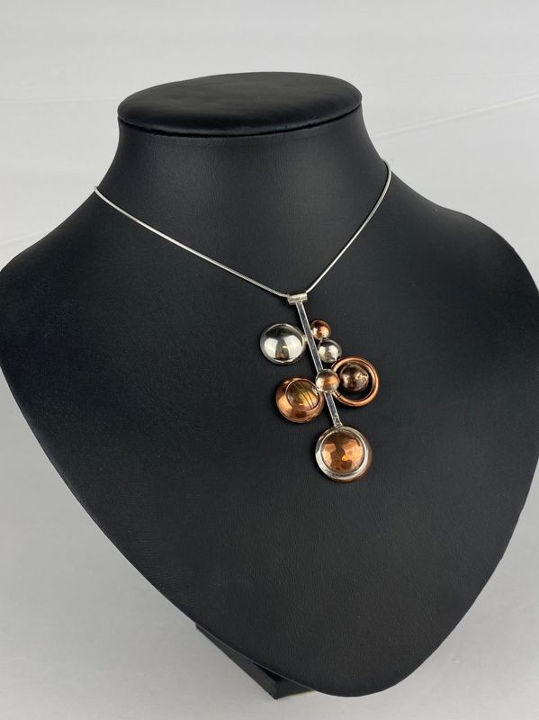 Domed Circles and Discs (Multi Metal) SS Pendant 16" SS