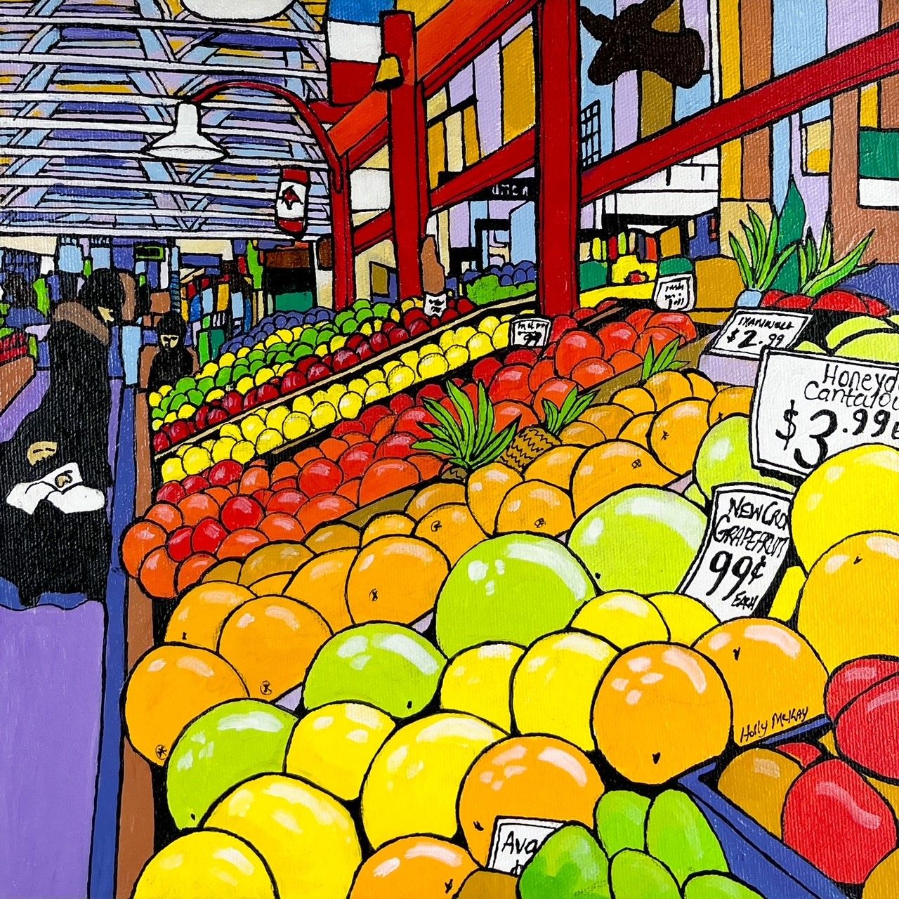 "In City Market" 10x10"  Acrylic Painting