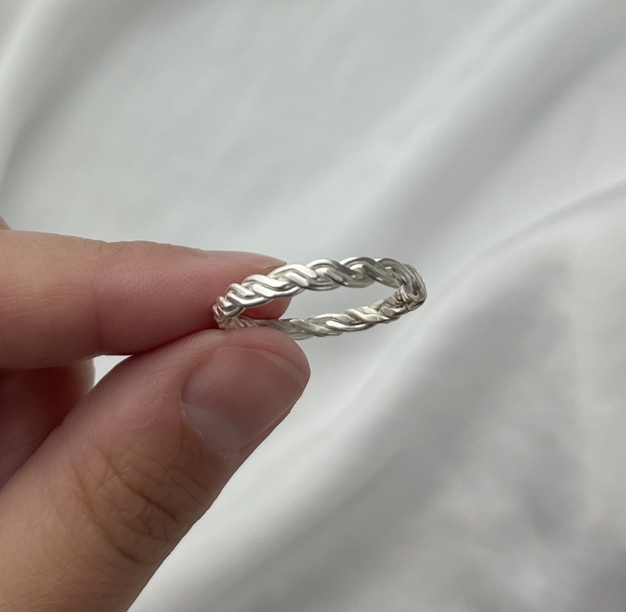 Double Herringbone Twist Ring Sterling Silver Size 10