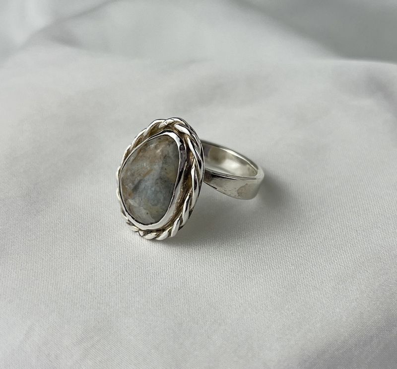 Ring Ocean Jasper Adjustable 7-9 Sterling Silver