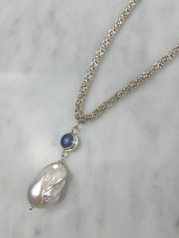 Baroque & Chalcedony Sterling Silver Pendant