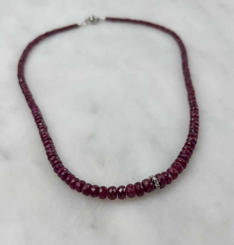 Ruby &amp; Diamond 14K White Gold Pendant