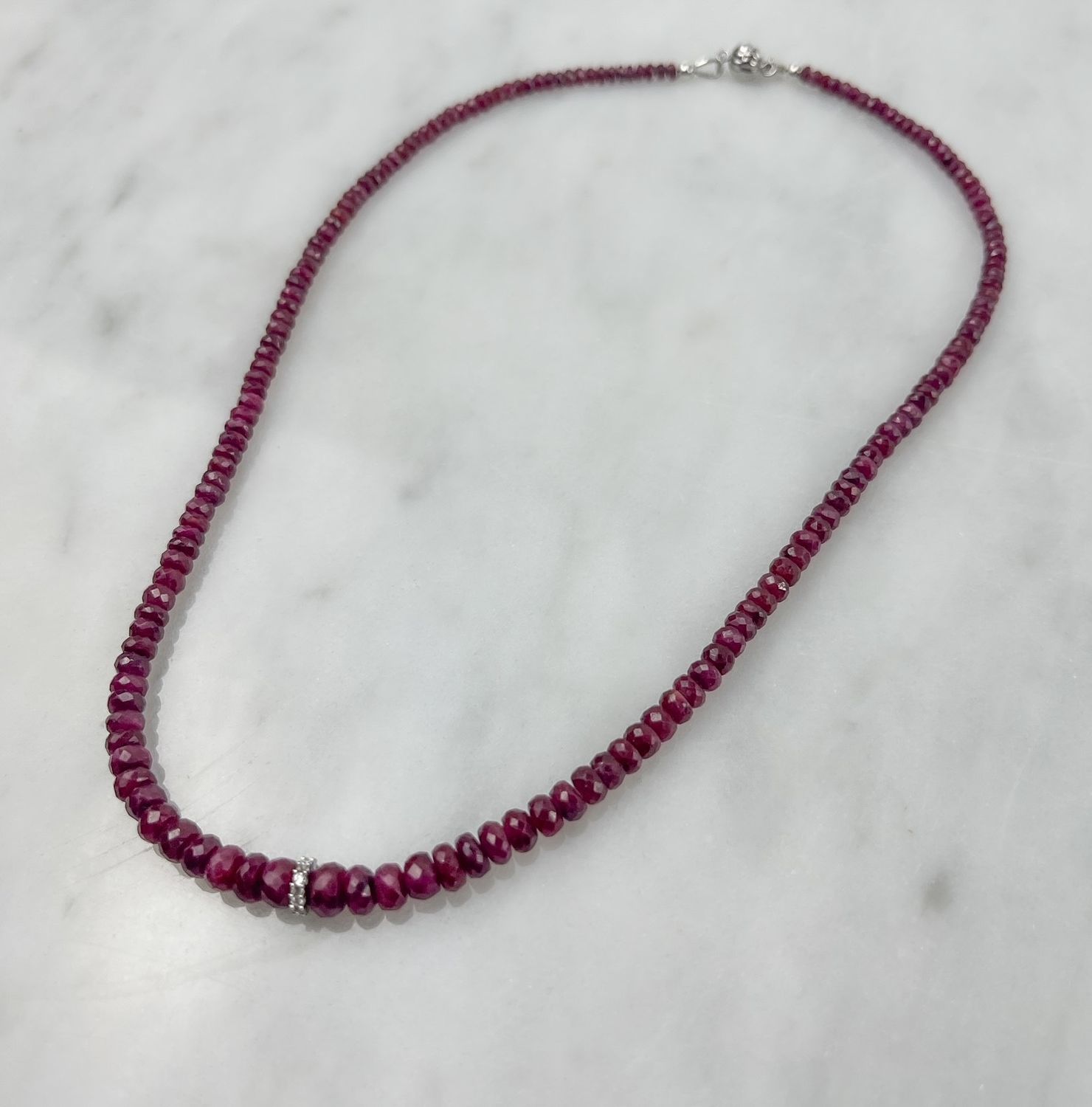 Ruby & Diamond 14K White Gold Pendant