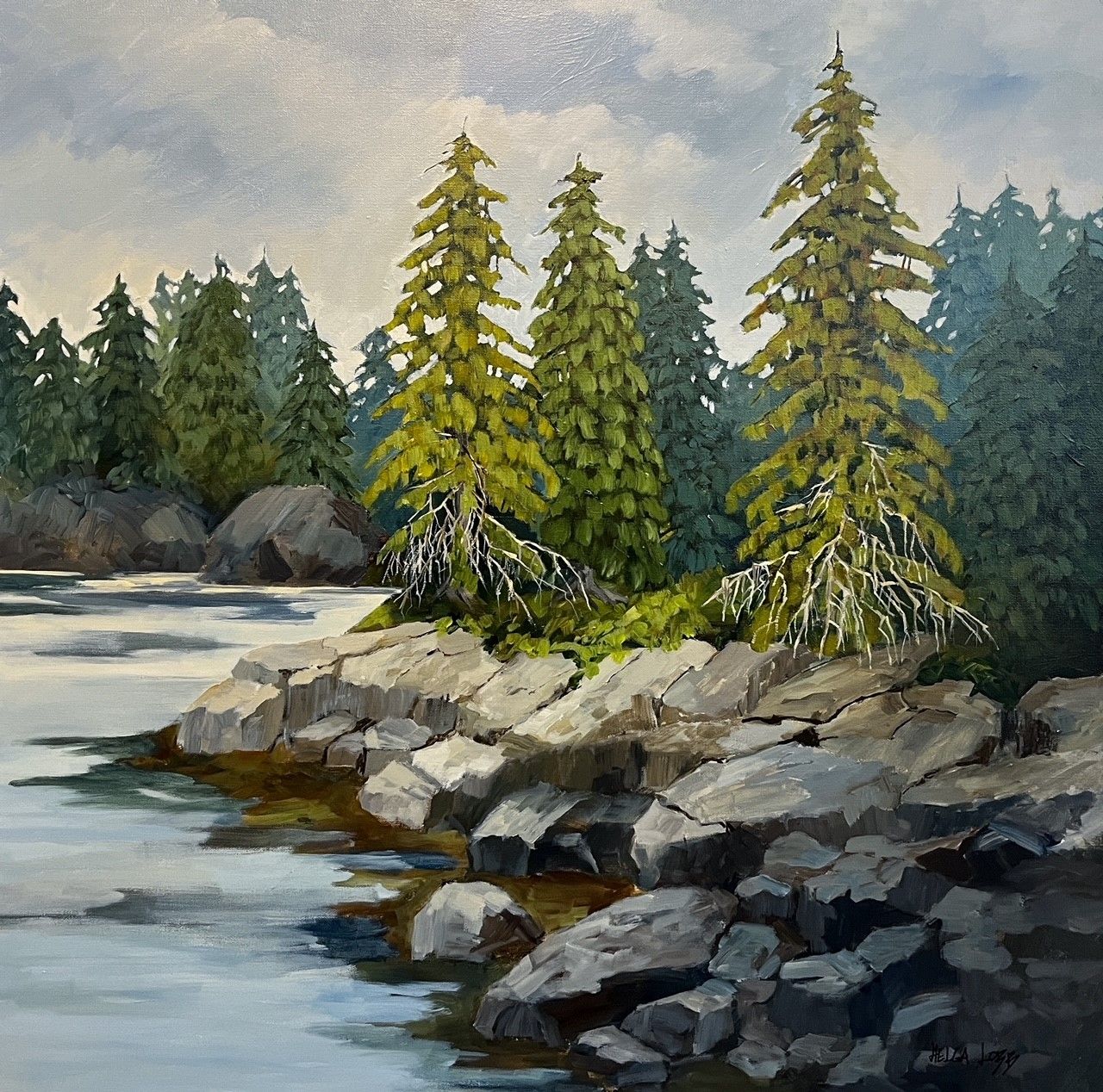 &quot;Near Blacks Harbour&quot; 36x36&quot; Acrylic Painting on Canvas