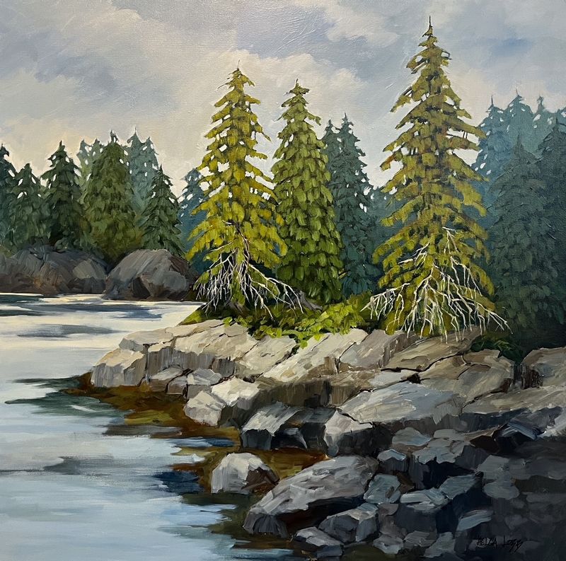 &quot;Near Blacks Harbour&quot; 36x36&quot; Acrylic Painting on Canvas