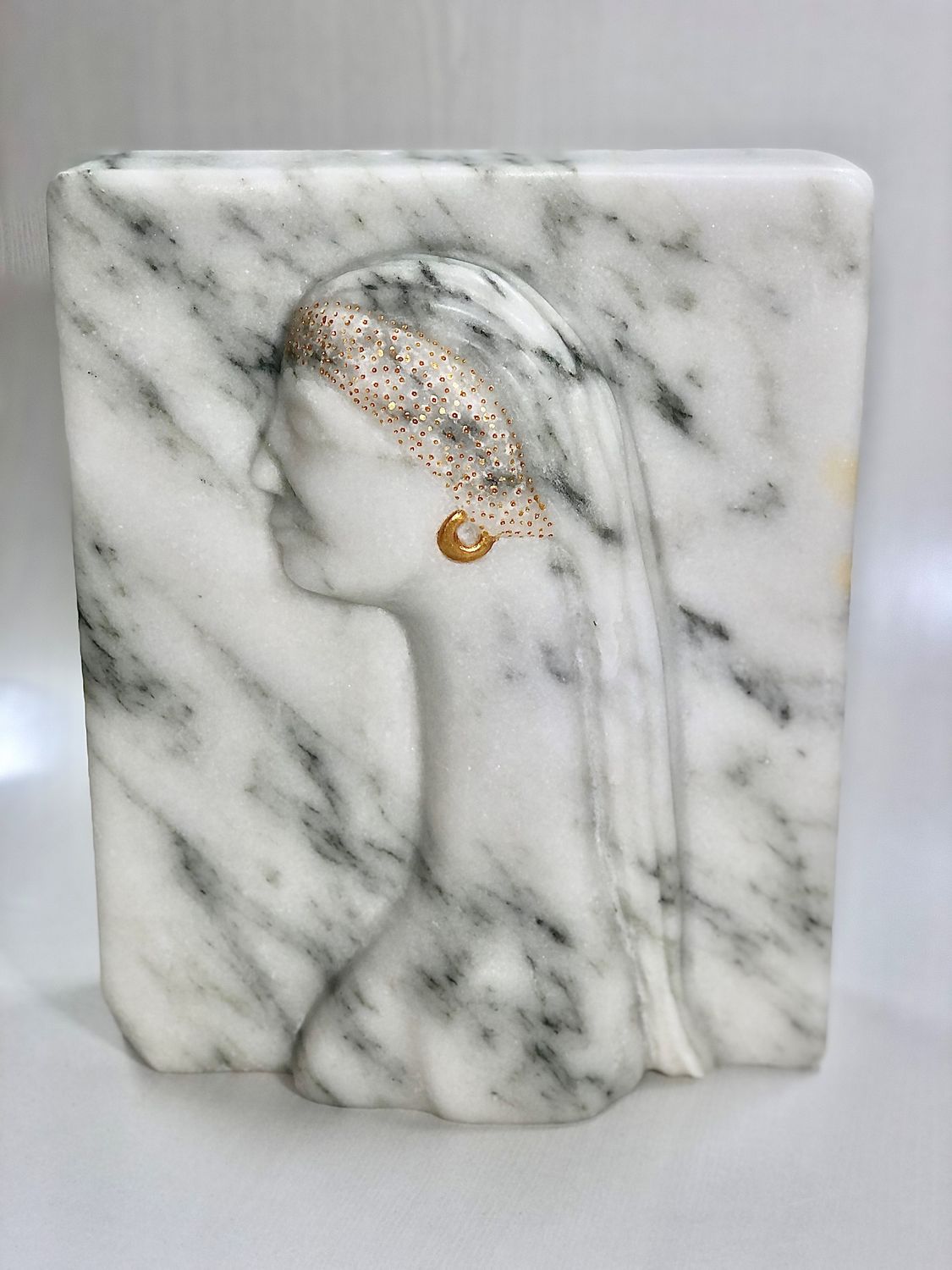 &quot;Claudia&quot; Vermont Marble with Goldleaf 12x10x4.5&quot; Sculpture