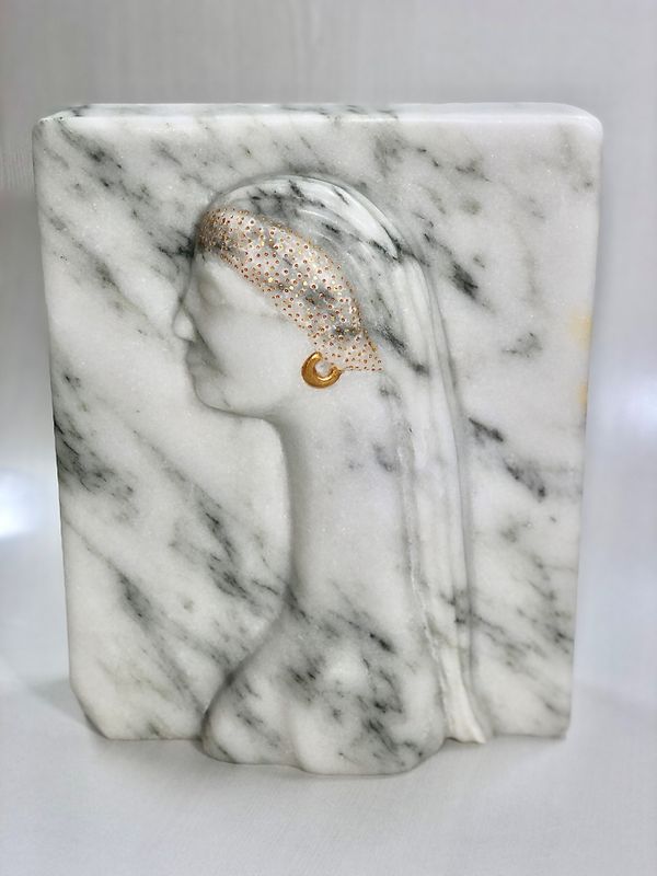 &quot;Claudia&quot; Vermont Marble with Goldleaf 12x10x4.5&quot; Sculpture