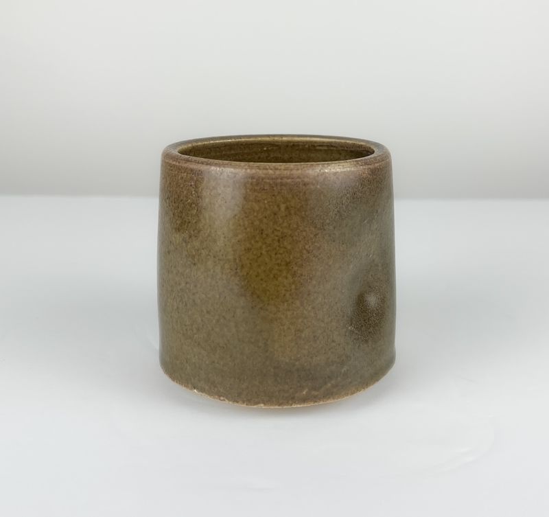 Darren Emenau Saint John New Brunswick Handworks Japonesque Pottery Small Thumbprint Tumblers Matte Brown
