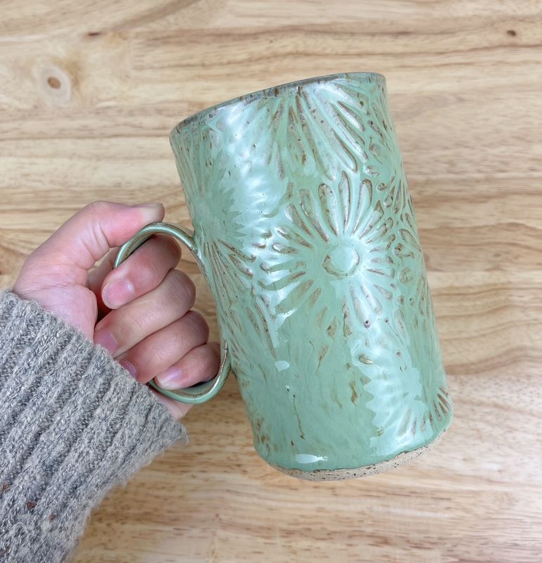 Large Textured Pottery Mugs