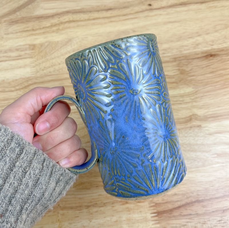 Large Textured Pottery Mugs