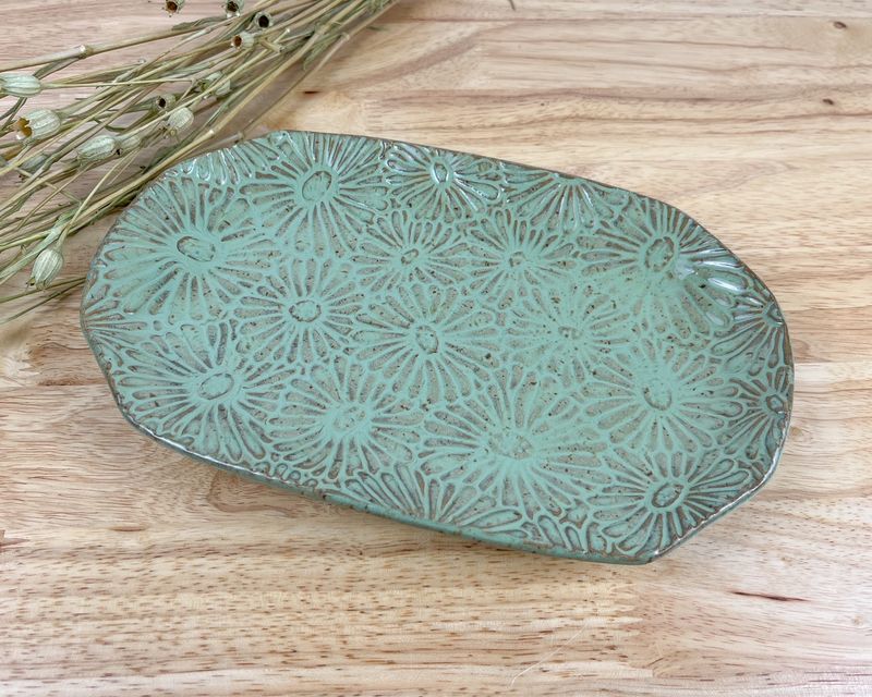 Green Daisy Tray Decorative Corners