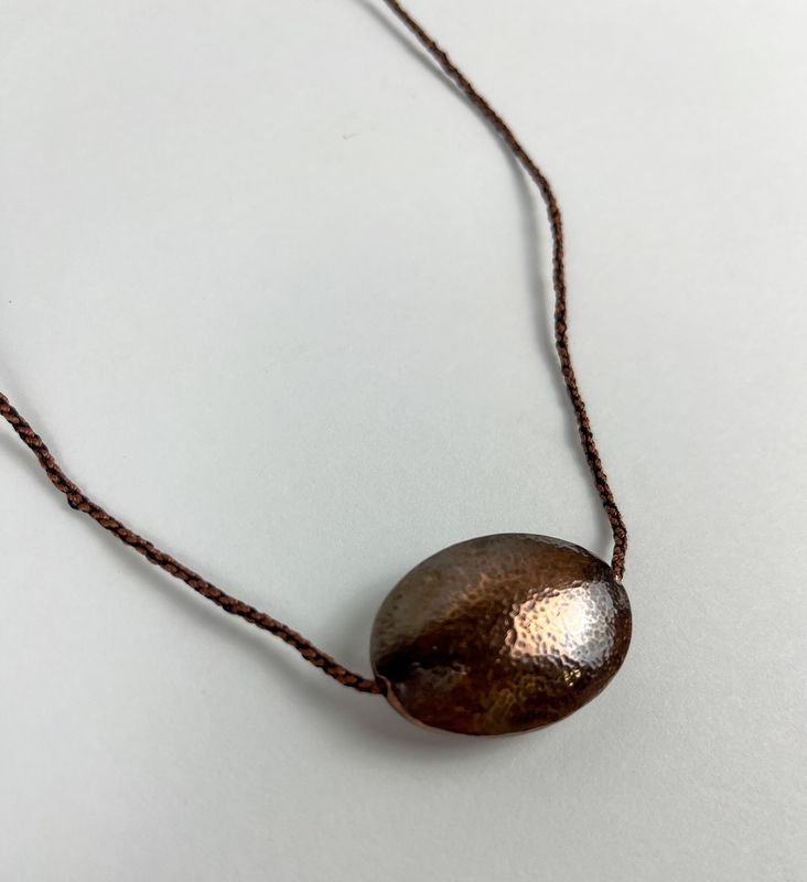 Handmade Copper Bead on Kumihimo Braid Pendant