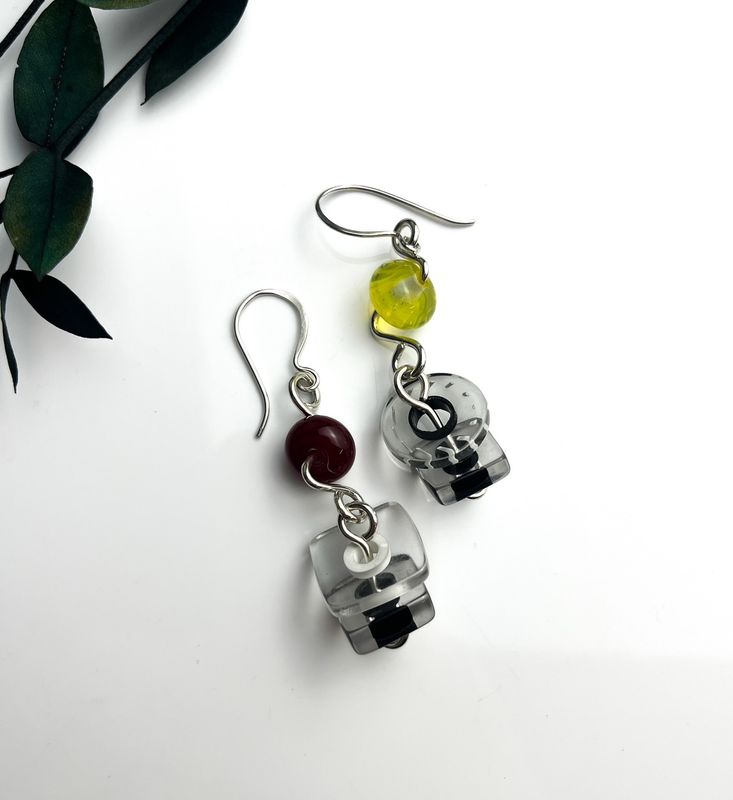 Trudy Gallagher Handworks Gallery Saint John New Brunswick Canada Canadian Jeweler Metalsmith Handmade Glass Bead Earrings