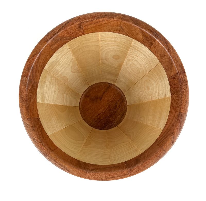 Bob Hunter Saint John New Brunswick Canada Handworks Gallery Canadian Woodwork Artist Maple &amp; Mesquite Segmented Wooden Bowl 