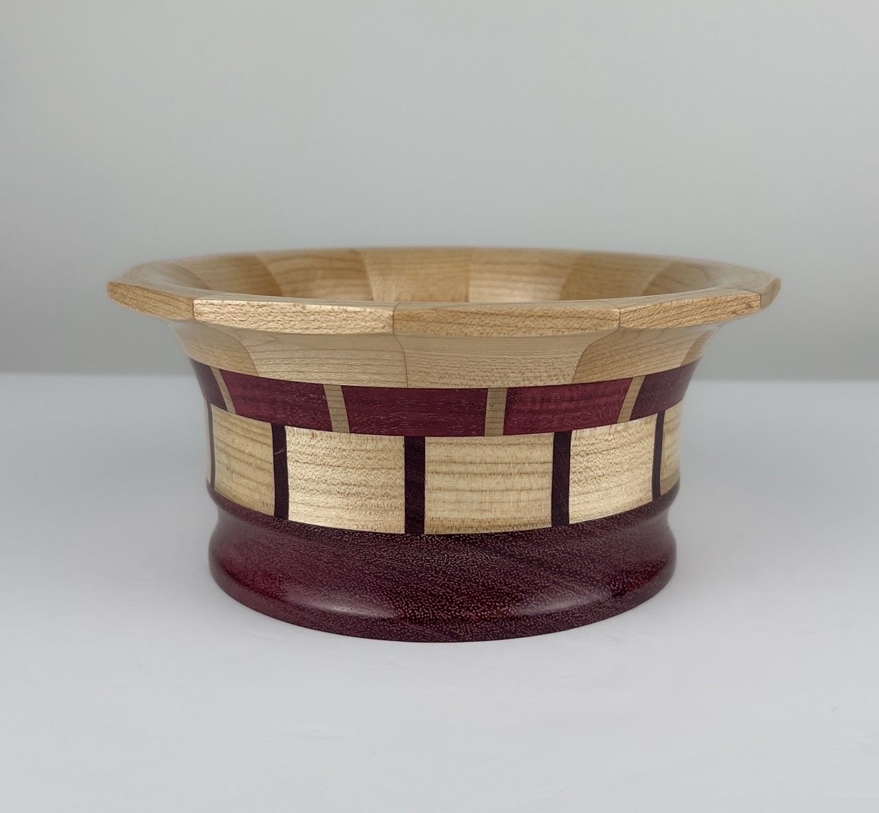 Purple Heart &amp; Maple Segmented Bowl