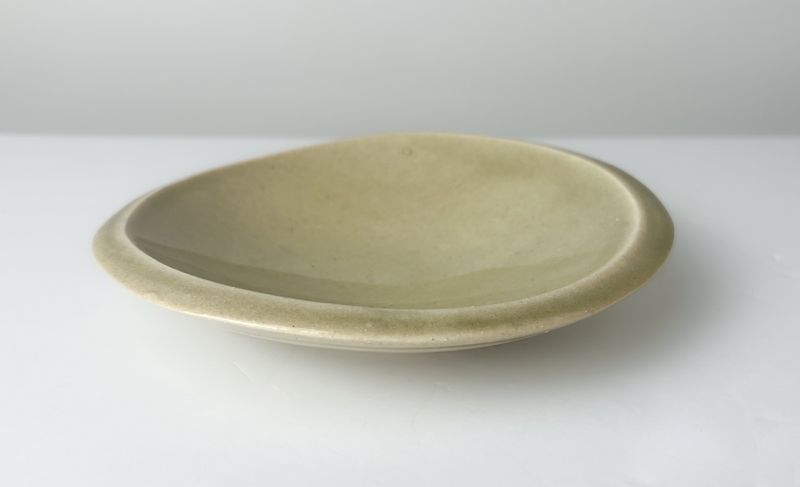 Darren Emenau Saint John New Brunswick Handworks Japonesque Pottery Small Round Slab Bowl Cream