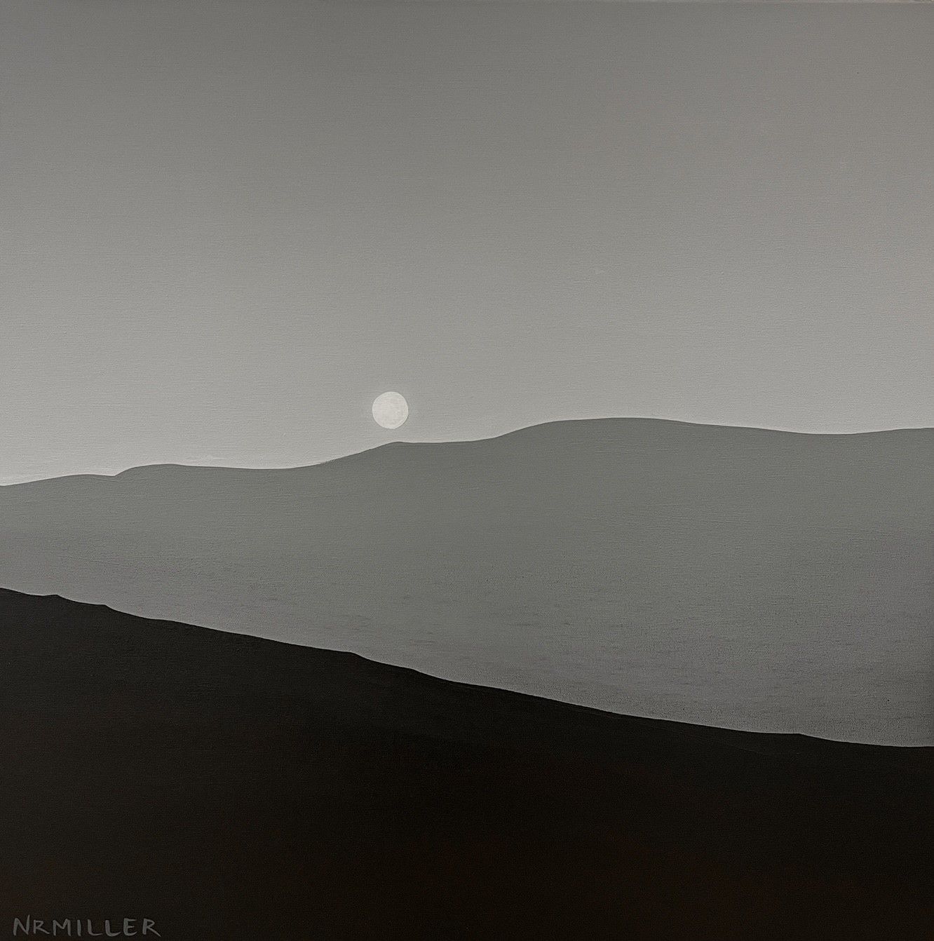 &quot;Sunset from Mars&quot; Natasha Miller Saint John New Brunswick Canada Handworks Acrylic Charcoal Painting Landscape Sun Mountain