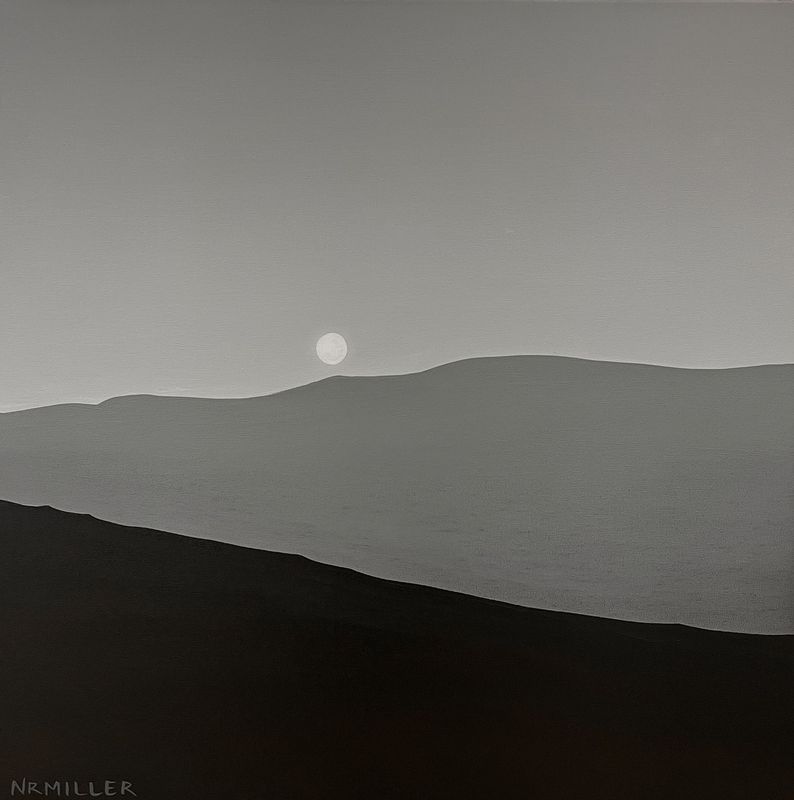 &quot;Sunset from Mars&quot; Natasha Miller Saint John New Brunswick Canada Handworks Acrylic Charcoal Painting Landscape Sun Mountain