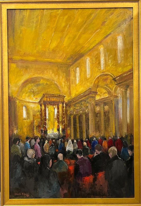 &quot;Roman Cathedral&quot; Oil Painting Framed 27x36&quot;