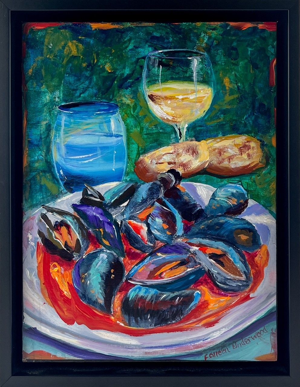 Palette of a Seaside Meal 9x12&quot; Acrylic 10.5x13.5&quot; Framed