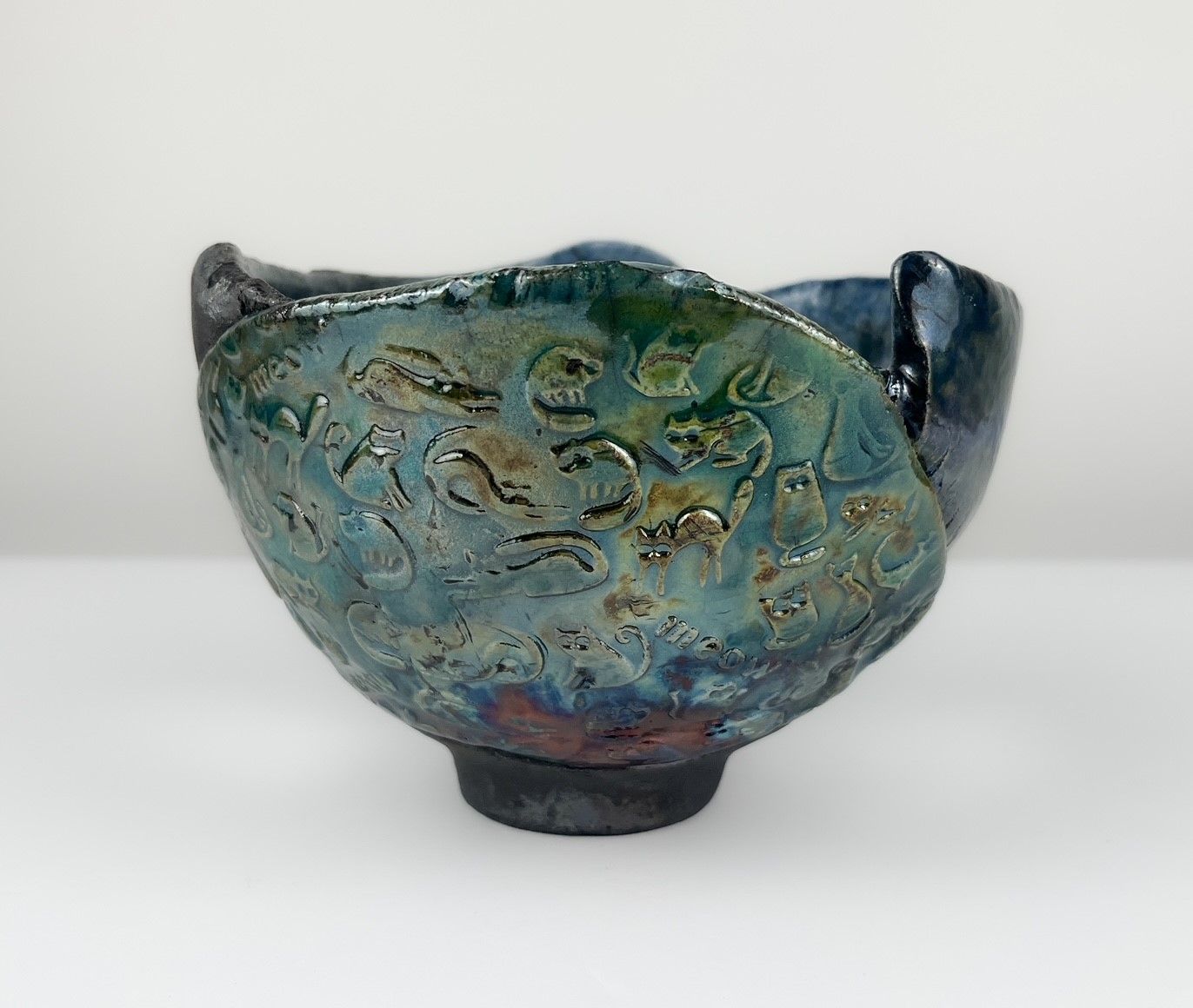 Raku Pottery Bowl, Option: Meow