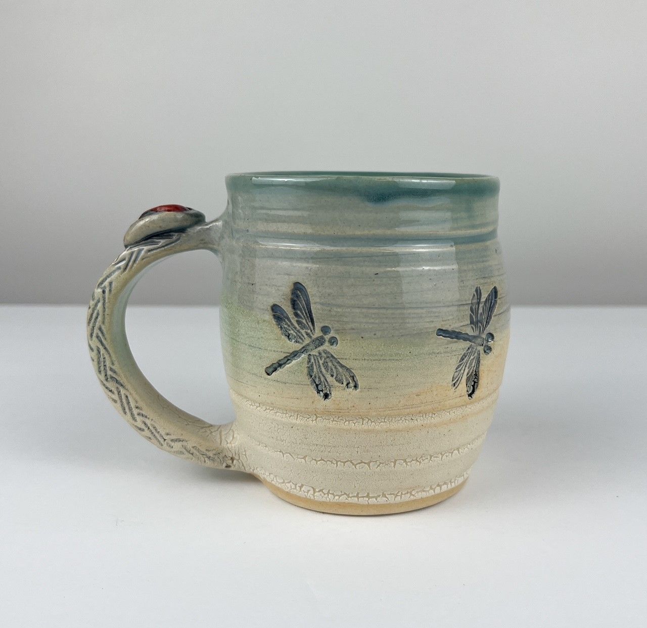 Pottery Mug, Option: A- Small/Dragonflies