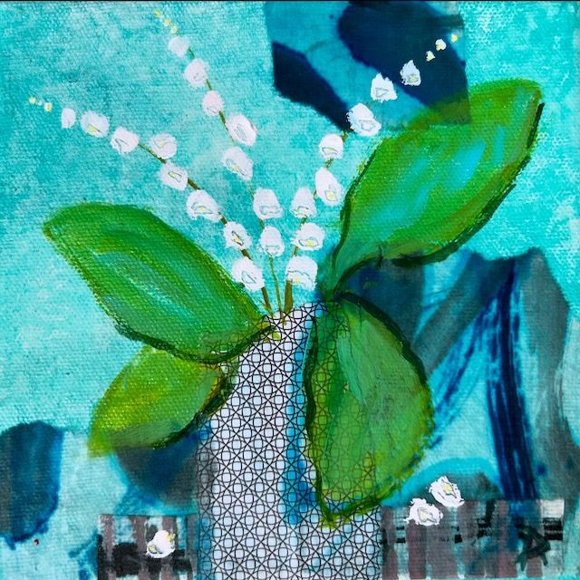 &quot;Pure Heart 2 (Lily of the Valley) 6x6&quot; Mixed Media Framed
