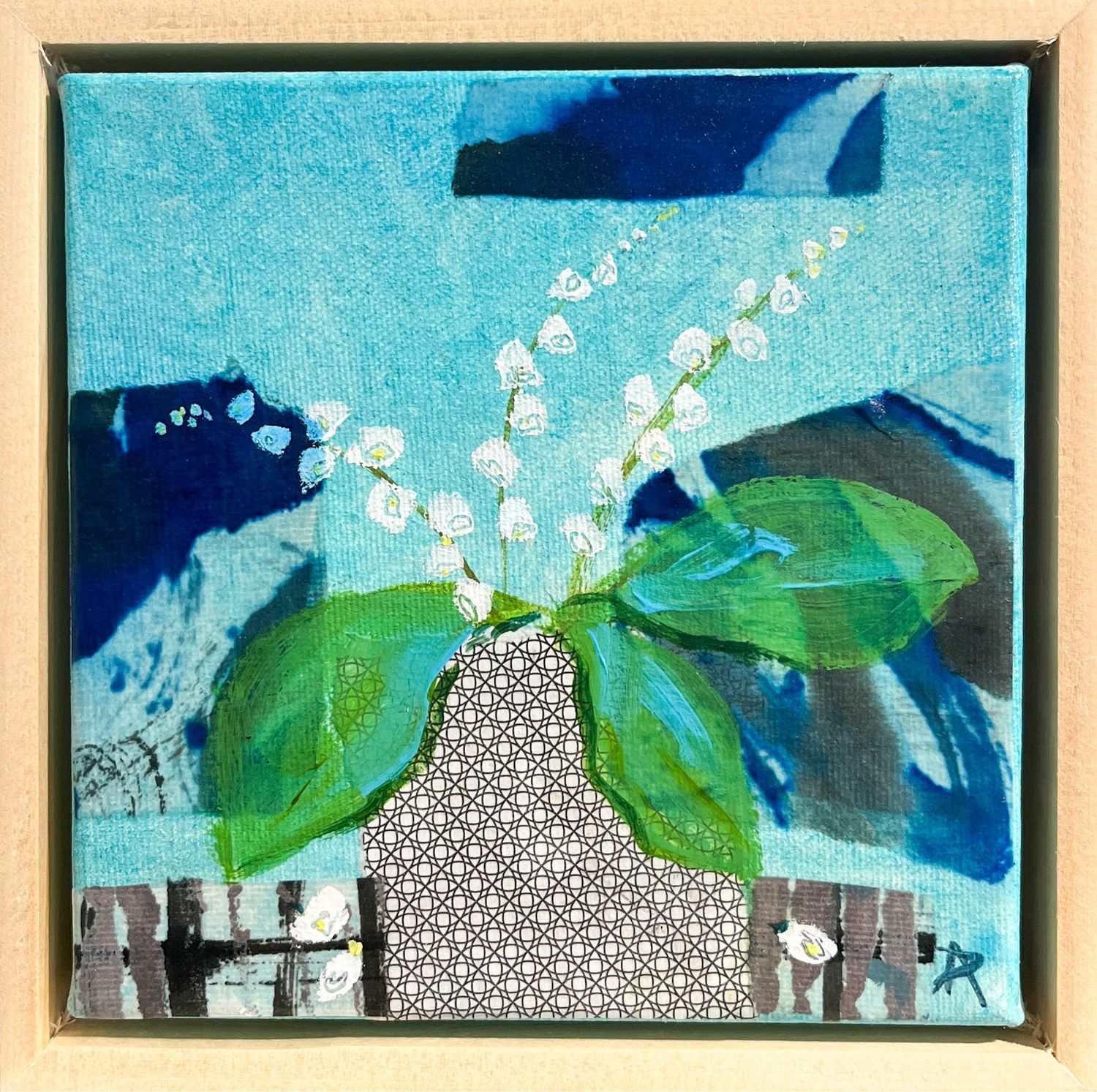 &quot;Pure Heart 1 (Lily of the Valley) 6x6&quot; Mixed Media Framed