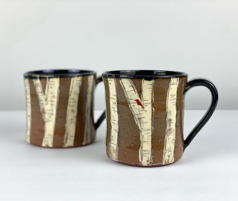 Large Birch Pottery Mug