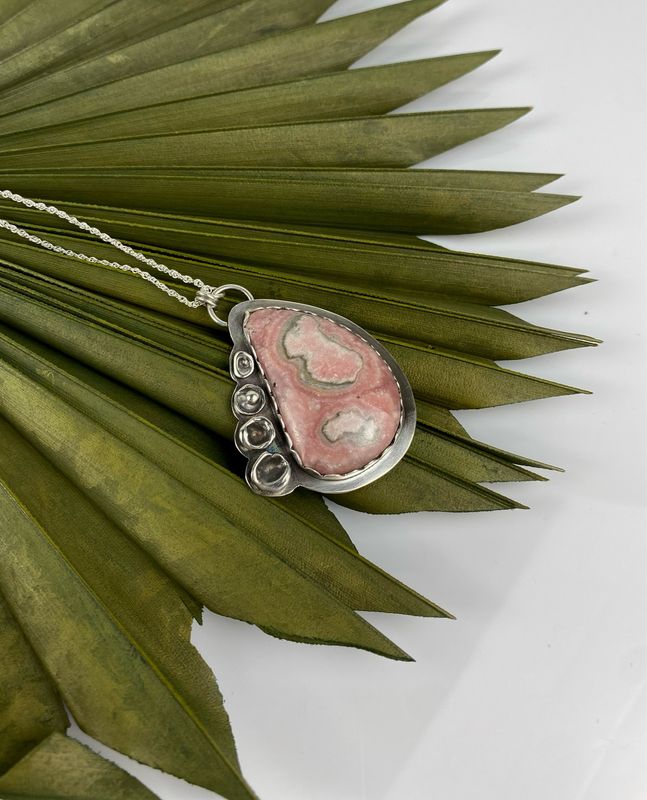 Rhodochrosite Sterling Silver Pendant