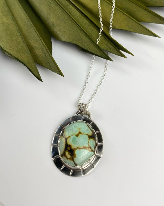 Hubei Turquoise Oval Sterling Silver Pendant