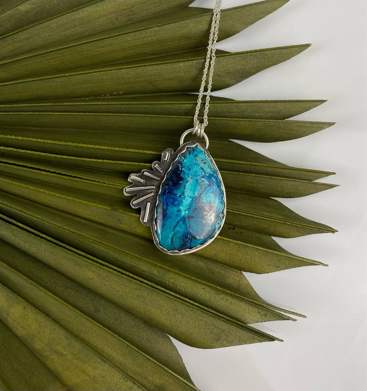 Shattuckite Sterling Silver Pendant