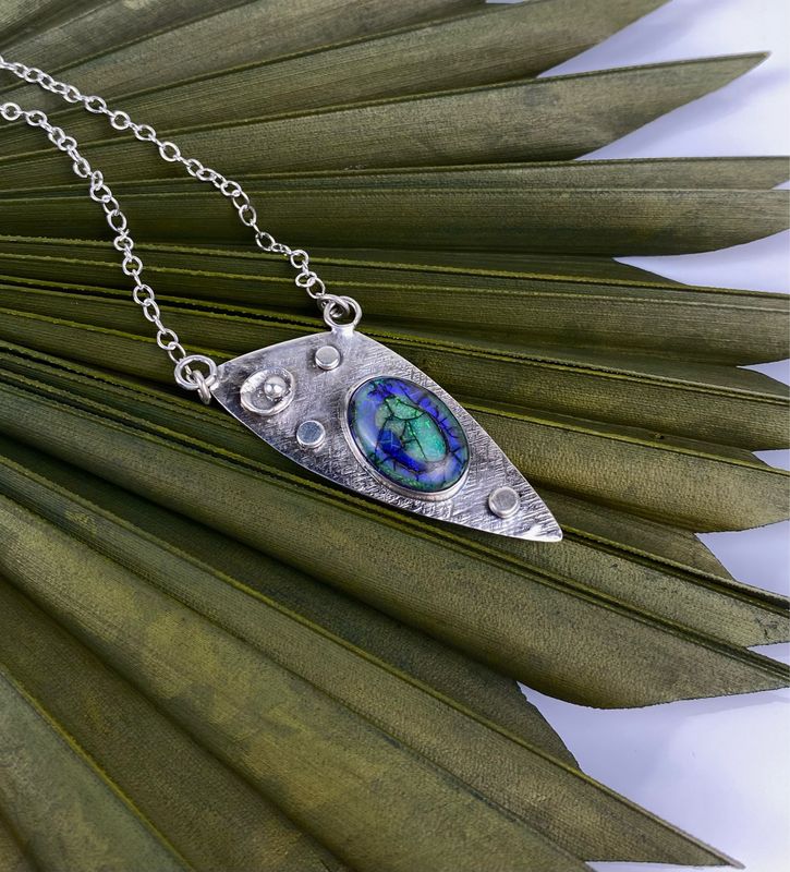 Monarch Opal Argentium Silver Pendant