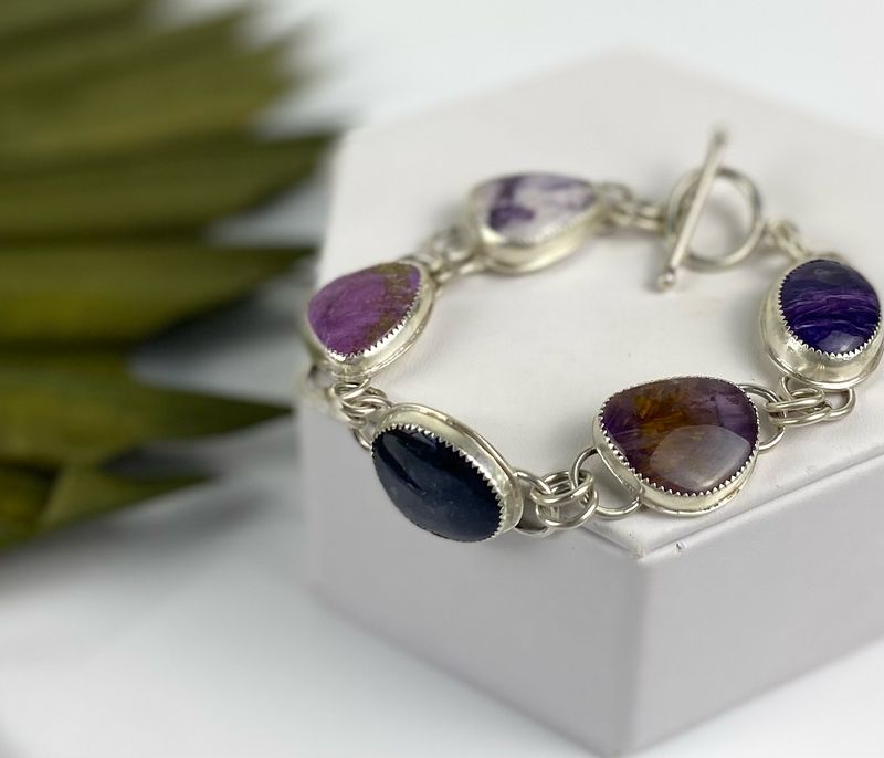 Bracelet Tiffany Stone Iolite/Purpurite/Coaxenite Amethyst/Charoite