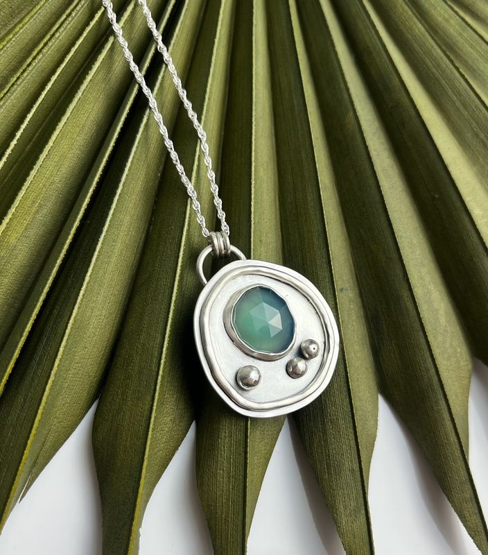 Organic Round Pendant Sterling Silver