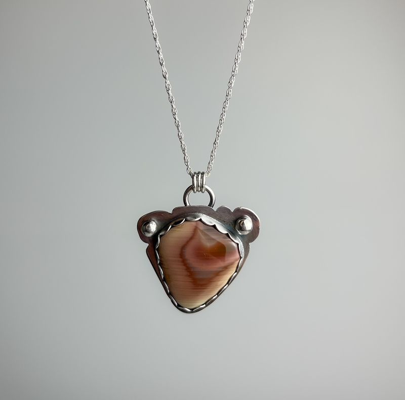 Imperial Jasper Peach Sterling Silver Pendant