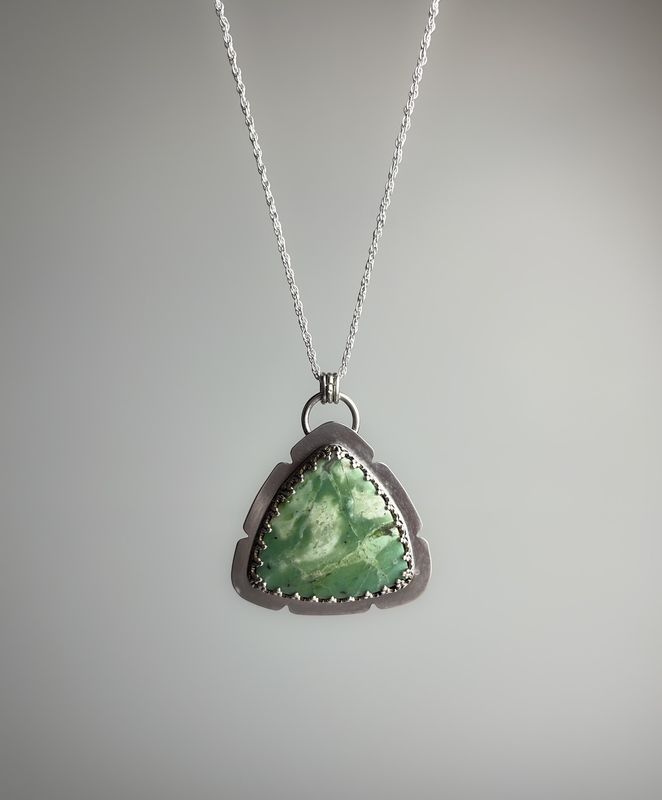 Australian Variscite Square Silver Pendant