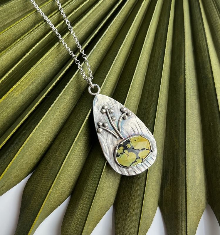 Hubei Turquoise Argentium Silver Pendant