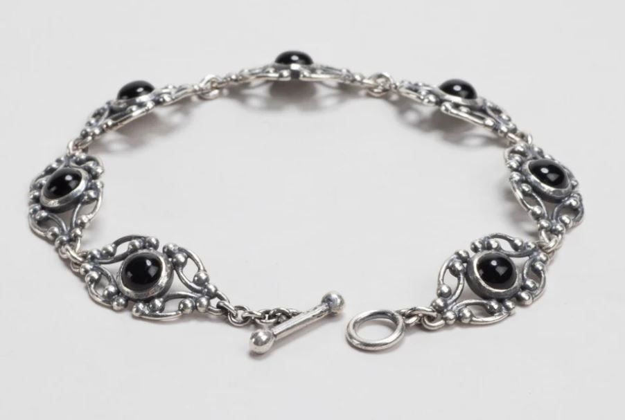 Sterling Silver Bracelet with Black Onyx