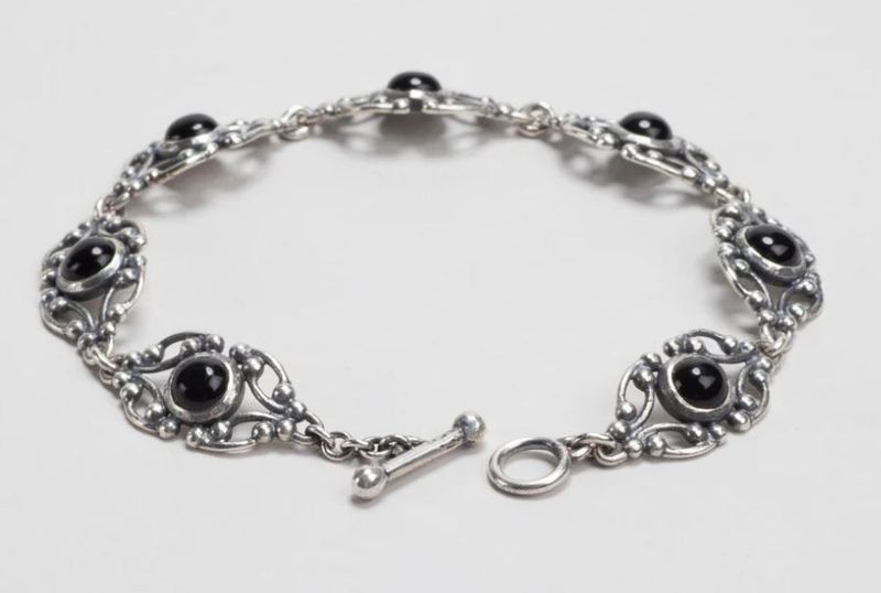 Sterling Silver Bracelet with Black Onyx