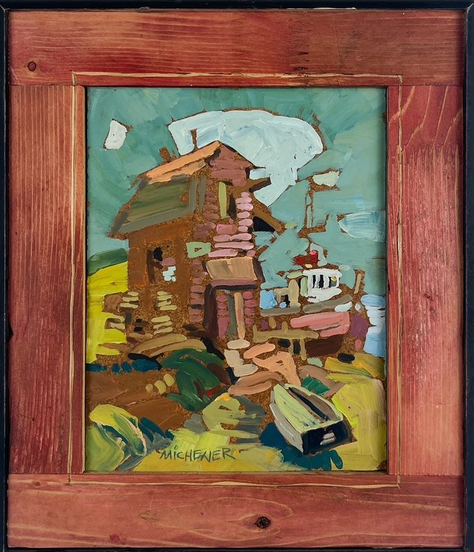 Ted Michener Saint John New Brunswick Canada Handworks Canadian Painting, Oil, &quot;Shanty By The Sea&quot; Seascape Boat Framed