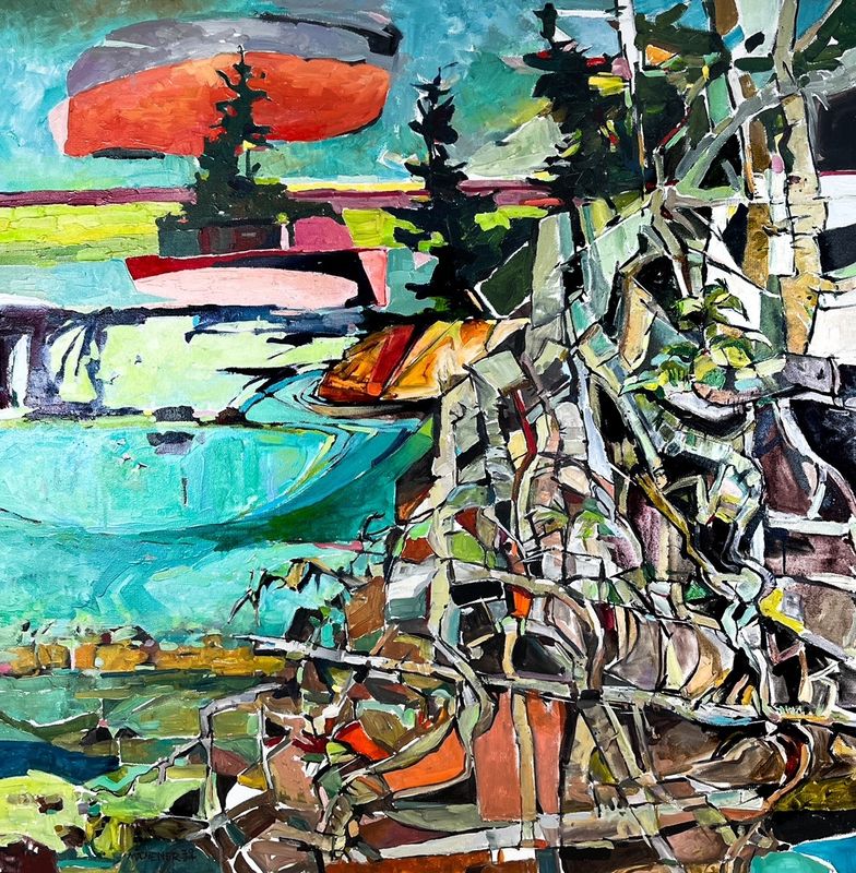 Ted Michener Saint John New Brunswick Canada Handworks Canadian Painting, Oil, &quot;Ministers Island Shoreline&quot; Seascape
