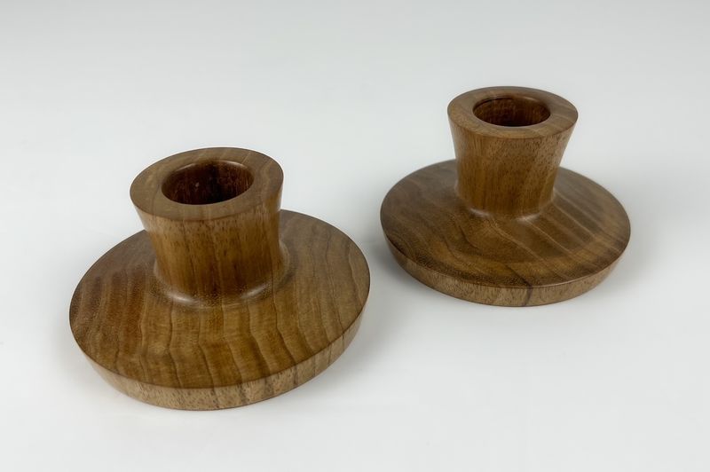 Set of 2 Wooden of Candle Holders