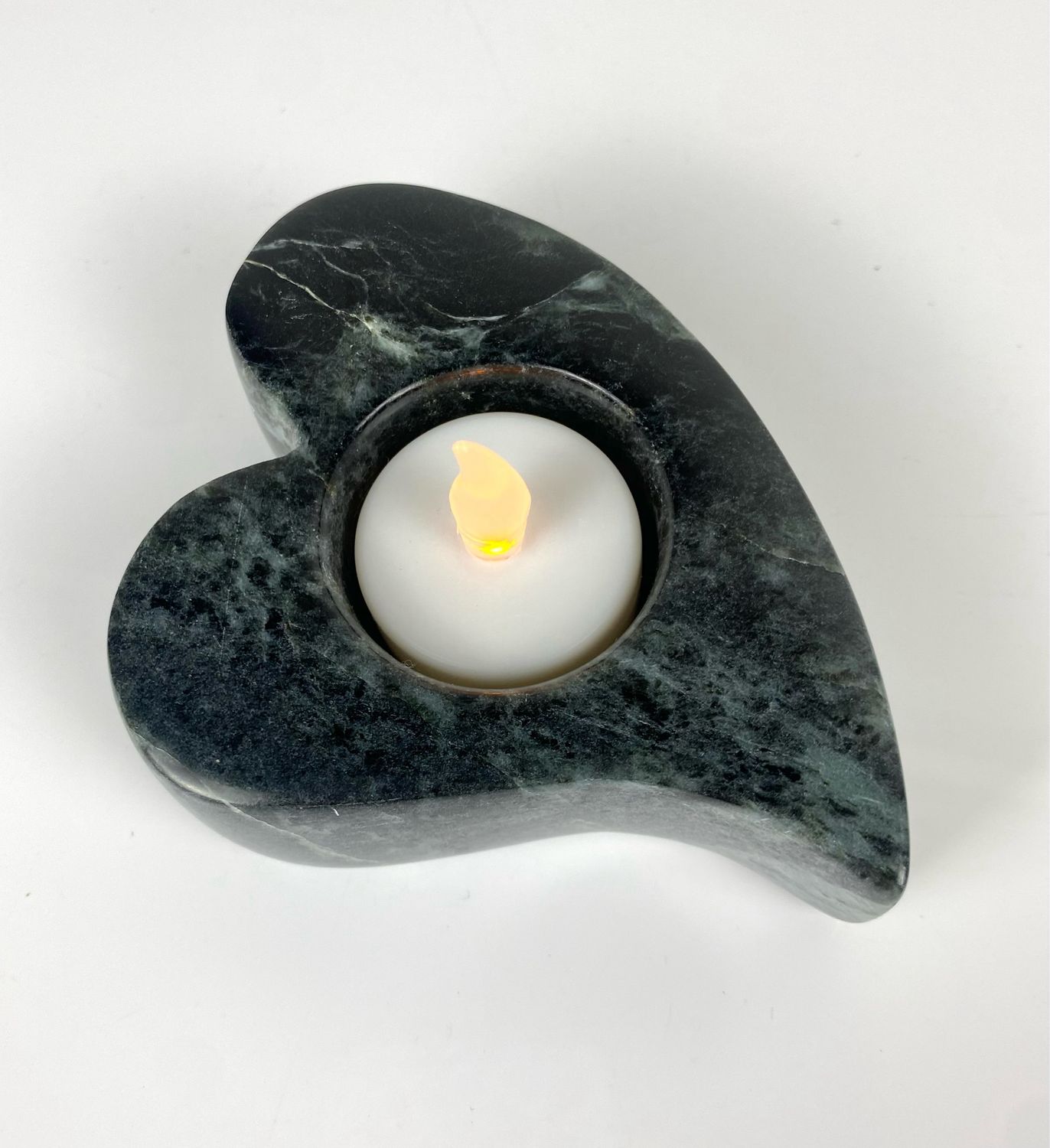 Heart Tealight Holder Soapstone 4x5x1.5&quot;