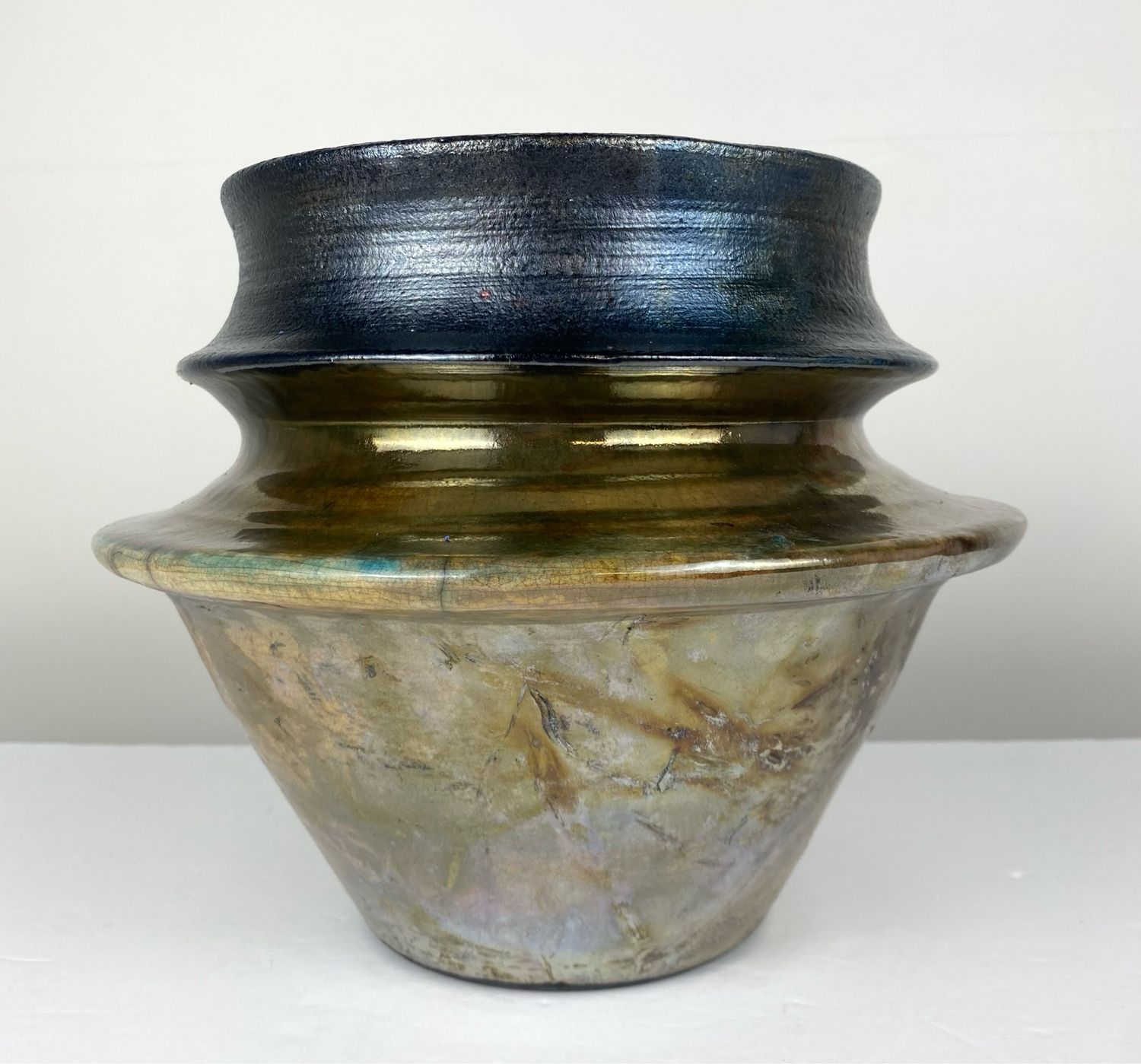 Large Gold Raku Pottery Vase