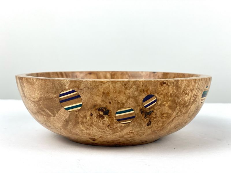 Wooden Bowl with Repurposed Skateboards
