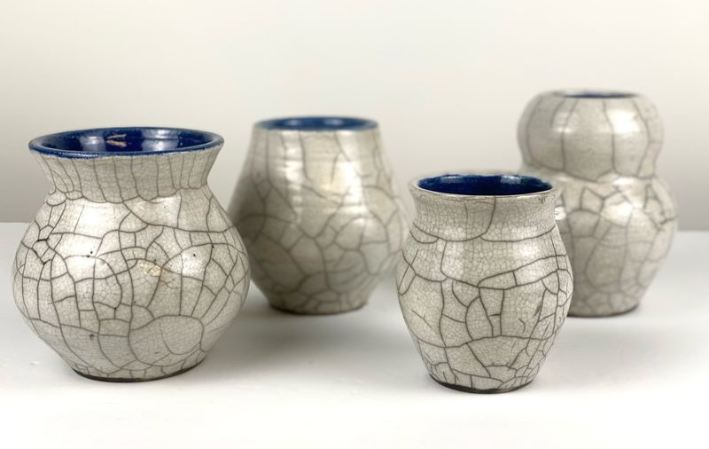 White Crackle Raku Pottery Vase