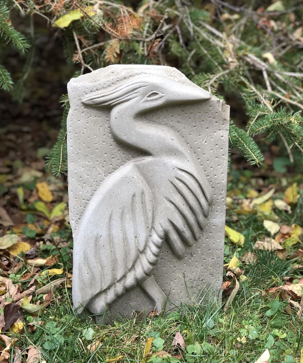&quot;Walking Heron&quot; Sandstone Sculpture 18x10x5&quot; (Outdoor Sculpture)