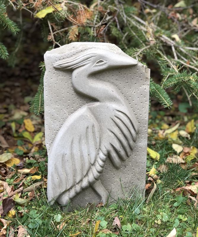 &quot;Walking Heron&quot; Sandstone Sculpture 18x10x5&quot; (Outdoor Sculpture)
