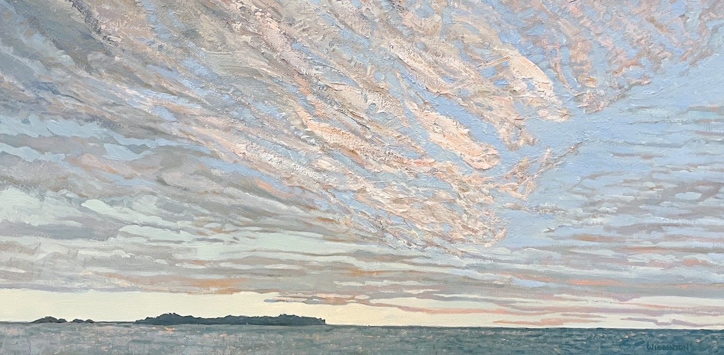 Lynn Wigginton Saint John New Brunswick Canada Handworks Canadian Acrylic Oil Painting Seascape, &quot;November Sky, Saints Rest&quot;